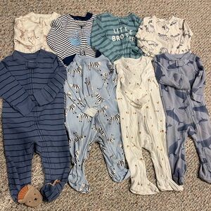 Old Navy and Carter's Blue and Cream Footed One Piece Set